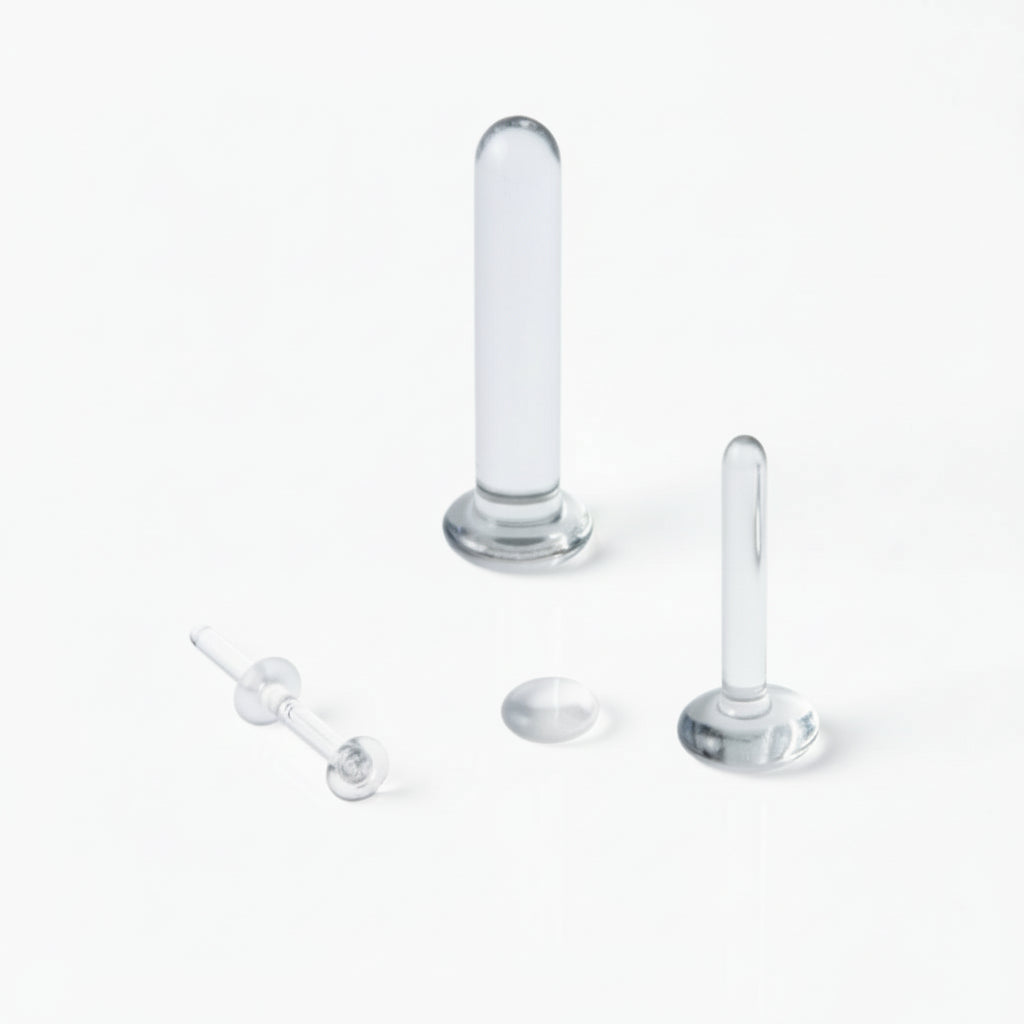 Glasschmuck aus hochwertigen extrem widerstandsfähigen Glas für das Einsetzen als Platzhalter bei Op oder MRT-Terminen.