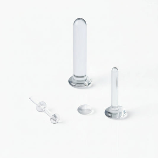 Glasschmuck aus hochwertigen extrem widerstandsfähigen Glas für das Einsetzen als Platzhalter bei Op oder MRT-Terminen.