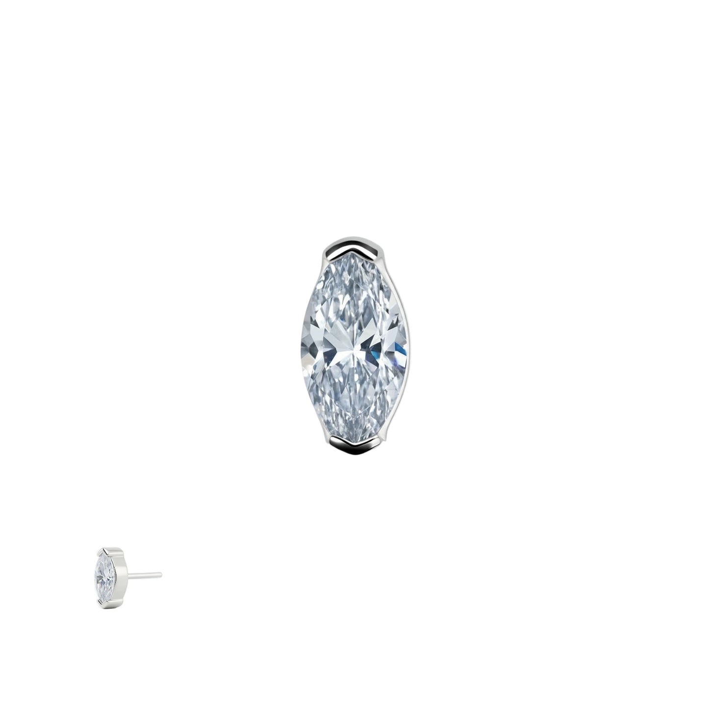 Der Cubic Zirkonia mit perfekten Schliff in medizinischen Titanium gefasst für das Stecksystem.