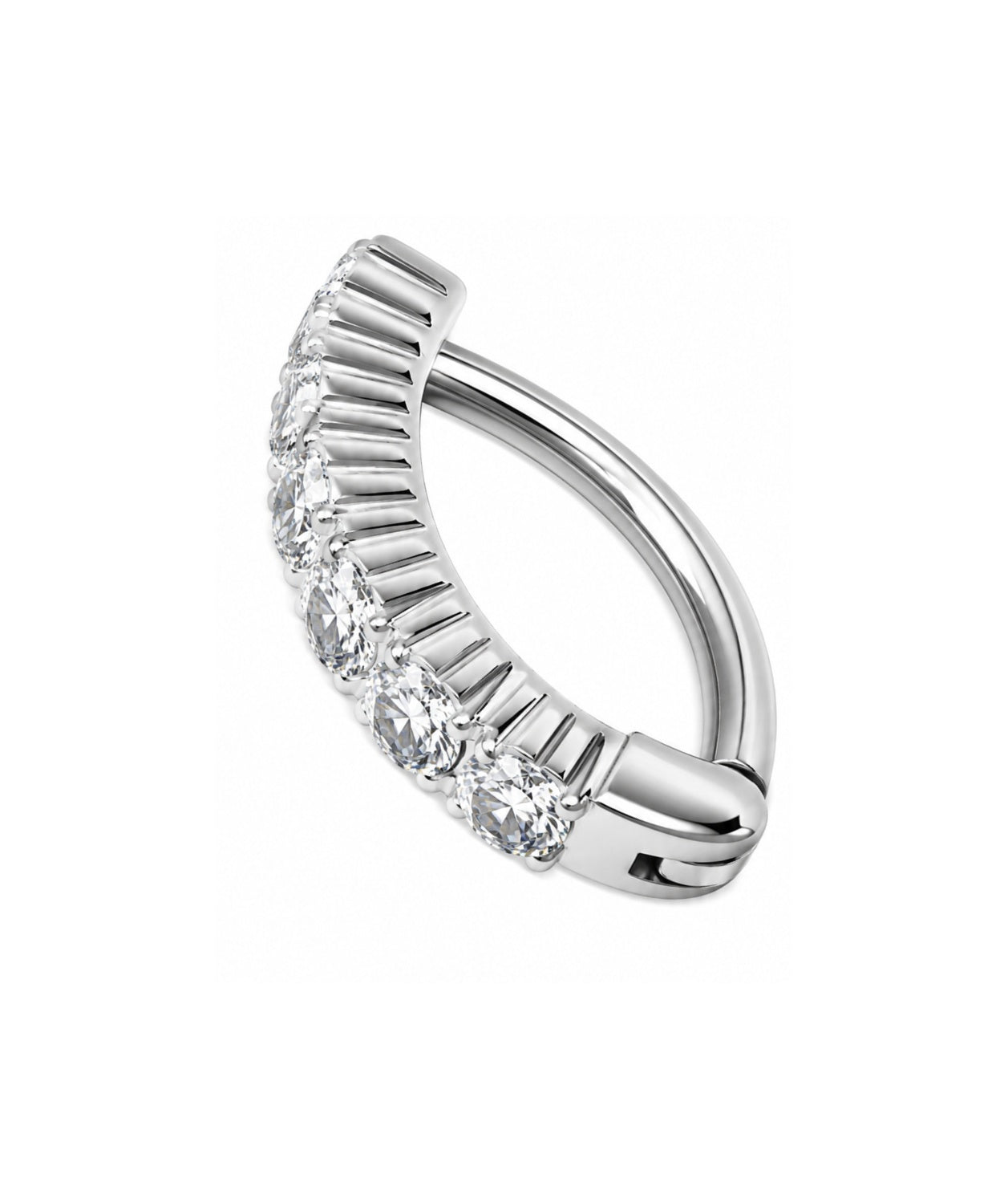 Hochpolierter Titanium Clicker mit premium Zirkonias für den Bauchnabel 