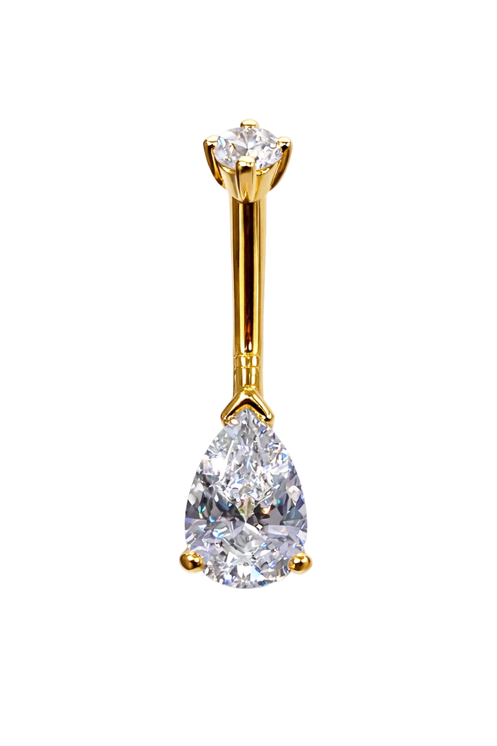 Bauchnabelpiercing 14k Gold mit funkelndem Brillant und Pear-Cut Zirkonia