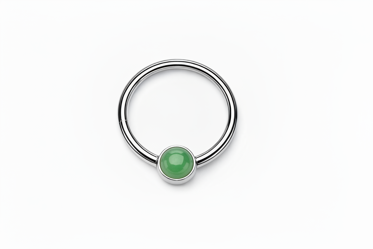 Titan Clicker Piercing mit Jade Stein
