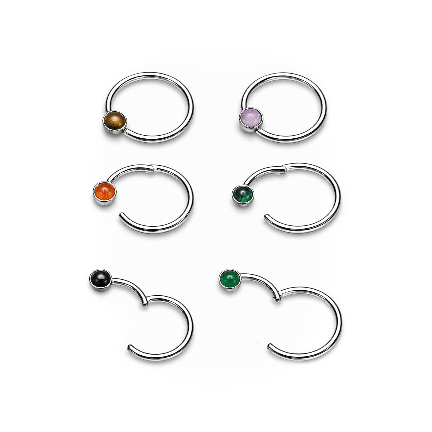 Titan Clicker Piercing mit Natur Stein