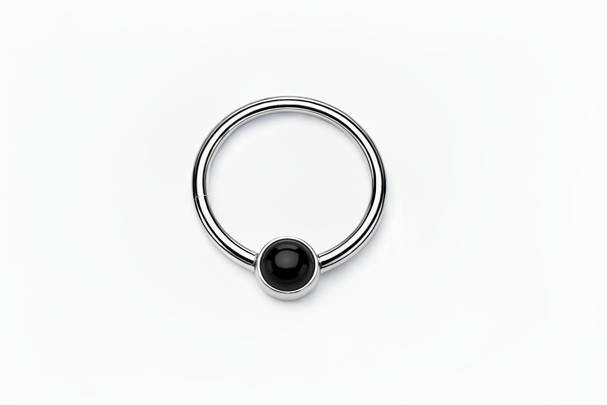 Titan Clicker Piercing mit schwarzen Onyx Stein