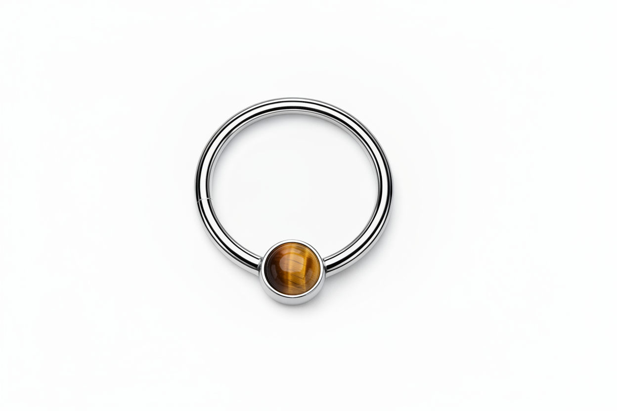 Titan Clicker Piercing mit Tiegerauge Stein