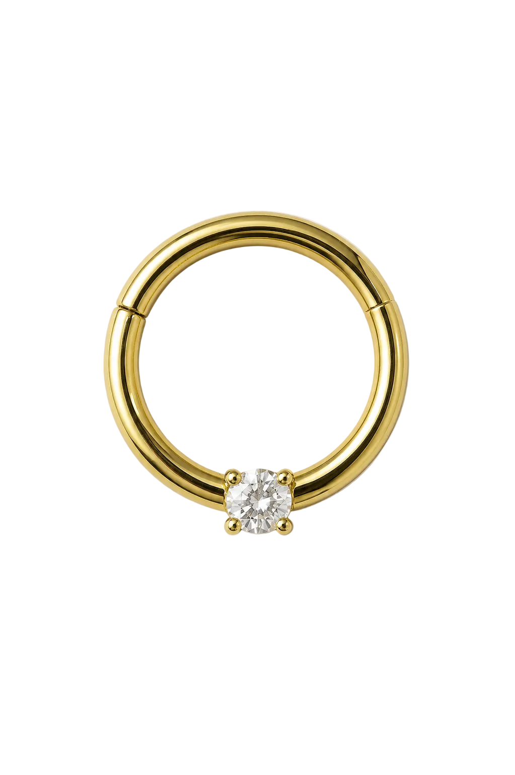 Clicker in soliden Echtgold mit einem hochwertigen Echtdiamant passend für Septumpiercings und viele Piercings am Ohr.