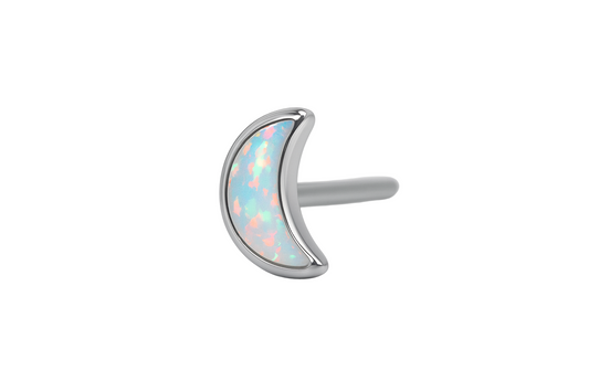 Ein Mond in medizinischen Titanium gefasst aus weißem Opal.