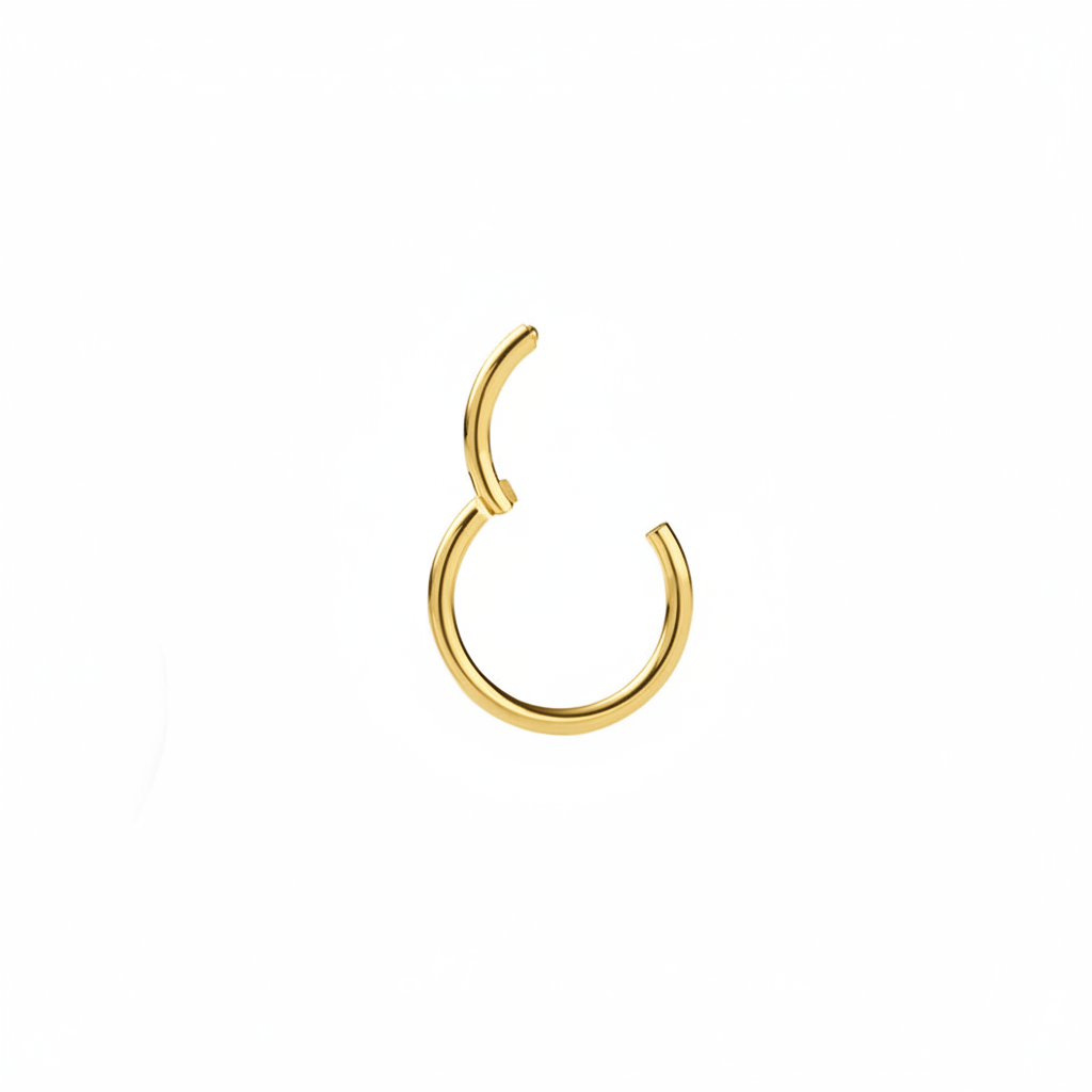 Titanium Clicker aus Implant Grade Titanium mit nahtlosem Click-Verschluss und minimalistischer Luxus-Optik und gelbgold gefärbt 