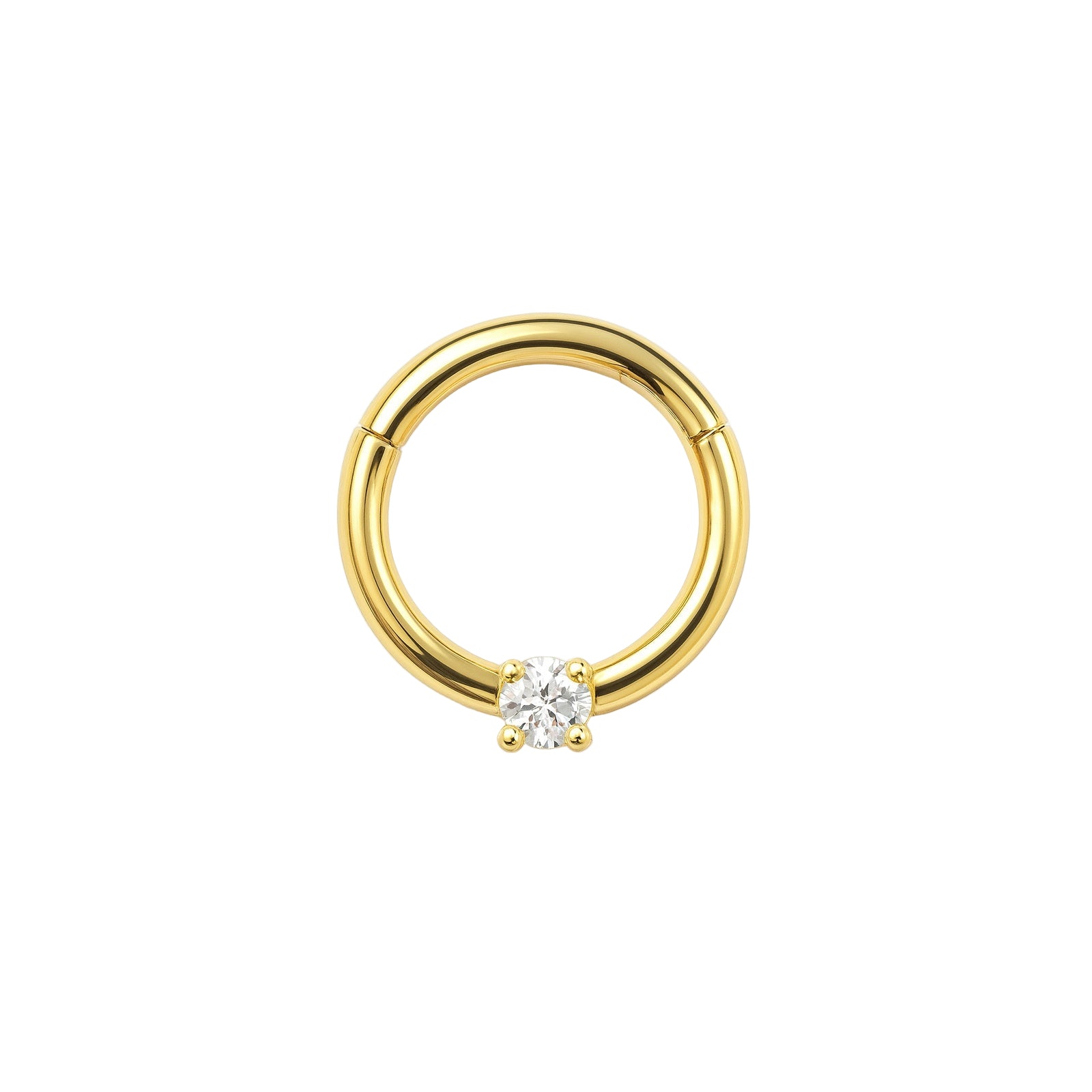 Clicker in soliden Echtgold mit einem hochwertigen Echtdiamant passend für Septumpiercings und viele Piercings am Ohr.